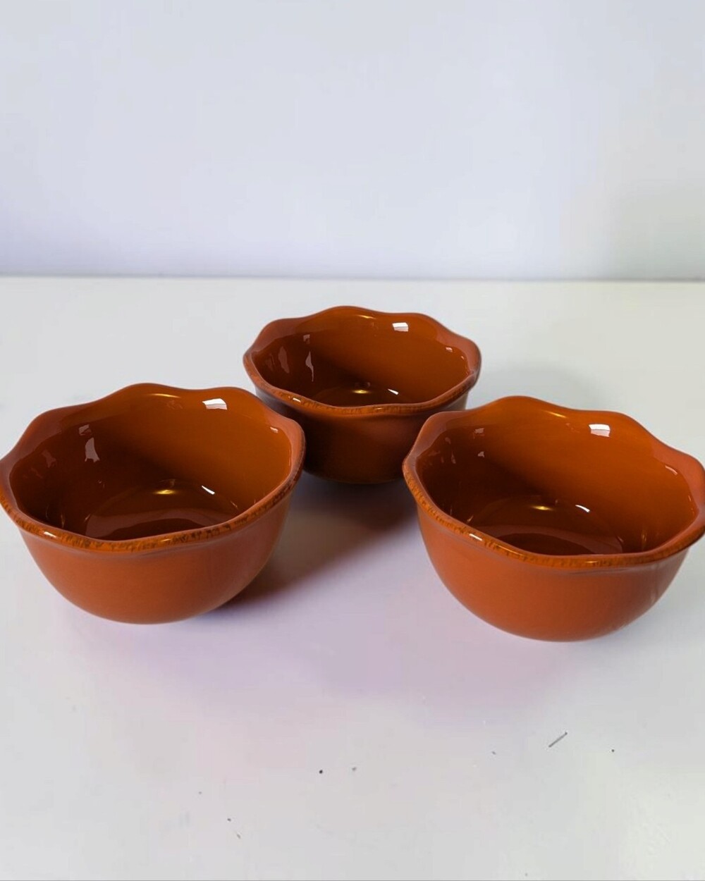 Better Homes & Gardens Heritage Harvest Orange Ruffled Bowls Set of 3 Fall